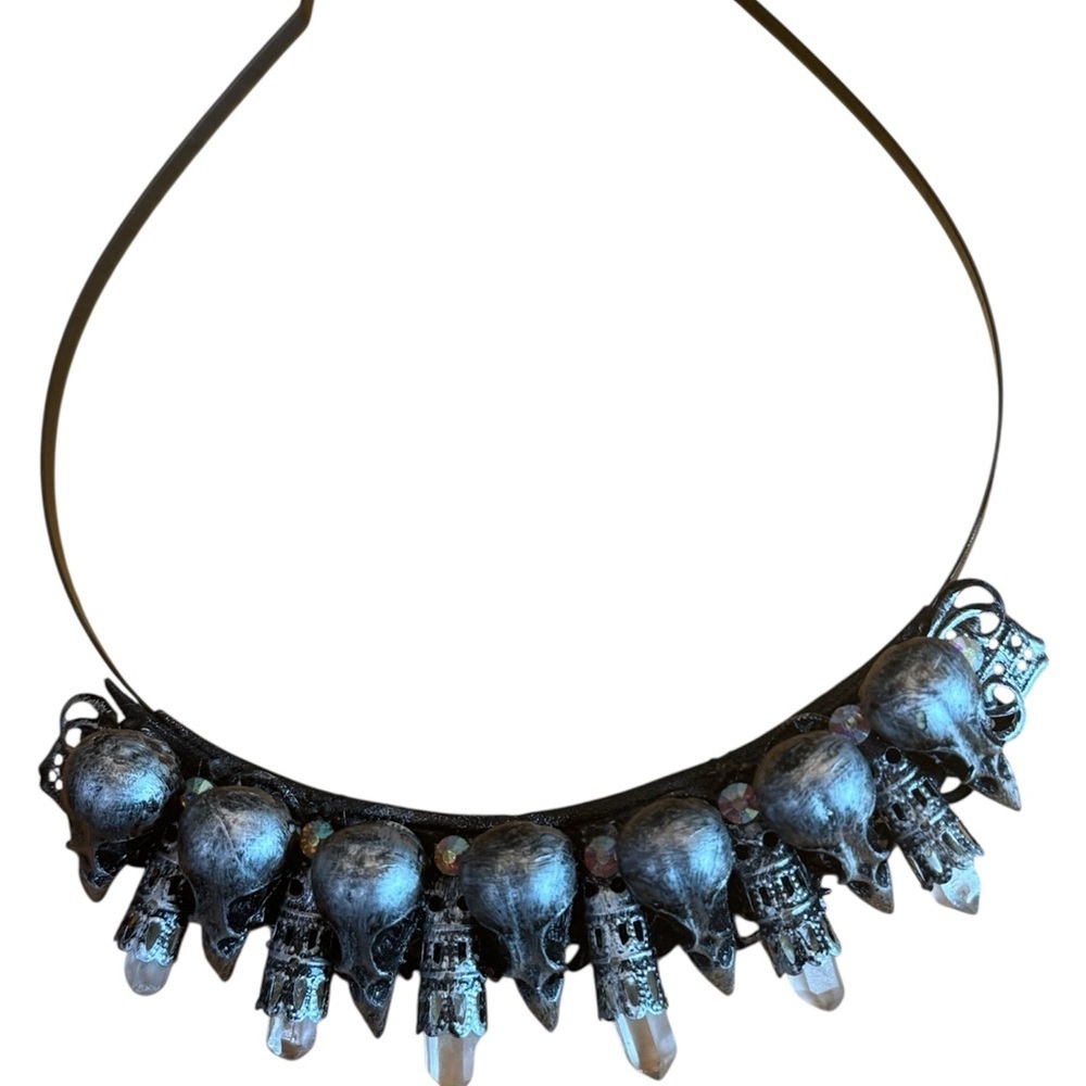 Gothic Raven Skull Crystal Statement headpiece